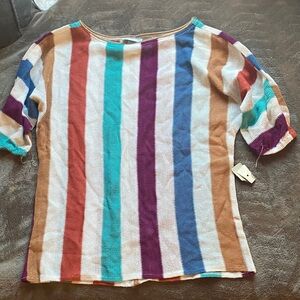 Joanna Multicolor Striped Mesh Top